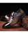 Men's brown stripe texture leather derby dress shoe 13