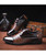 Men's brown stripe texture leather derby dress shoe 12