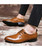 Men's brown urban leather derby dress shoe point toe 07