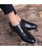 Men's black lace up from side leather dress shoe 04