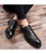 Men's black croco skin pattern brogue leather derby dress shoe 09