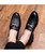 Men's black metal buckle croco skin pattern slip on dress shoe 08