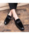 Men's black suede leather slip on dress shoe with bow tie 04