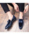 Men's blue suede leather slip on dress shoe with bow tie 03