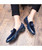 Men's blue suede leather slip on dress shoe with bow tie 05