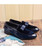 Men's blue suede leather slip on dress shoe with bow tie 10