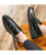 Men's black buckle croco skin pattern leather slip on dress shoe 05