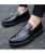 Men's black buckle croco skin pattern leather slip on dress shoe 09