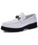 Men's white buckle croco skin pattern leather slip on dress shoe 01