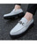 Men's white buckle croco skin pattern leather slip on dress shoe 05