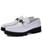 Men's white buckle croco skin pattern leather slip on dress shoe 14