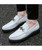 Men's white buckle croco skin pattern leather slip on dress shoe 08