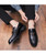 Men's black croco pattern leather slip on dress shoe with buckle 07