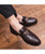 Men's brown croco pattern leather slip on dress shoe with buckle 04