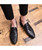 Men's black tassel croco skin pattern leather slip on dress shoe 02