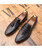 Men's black tassel croco skin pattern leather slip on dress shoe 11