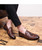 Men's brown tassel croco skin pattern leather slip on dress shoe 05