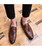 Men's brown tassel croco skin pattern leather slip on dress shoe 07