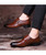 Men's brown buckle strap leather slip on dress shoe 12