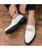 Men's white brogue metal buckle leather slip on dress shoe 06