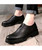 Men's black brogue zip on top leather slip on dress shoe 02