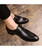 Men's black retro buckle strap leather slip on dress shoe 02