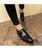 Men's black retro buckle strap leather slip on dress shoe 07
