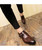 Men's brown retro buckle strap leather slip on dress shoe 03