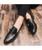 Men's black brogue croco tassel leather slip on dress shoe 07