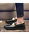 Men's black golden panel tassel leather slip on dress shoe 02