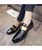 Men's black golden panel tassel leather slip on dress shoe 09