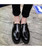 Men's black brogue patent leather slip on dress shoe 09