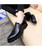 Men's black brogue patent leather slip on dress shoe 12