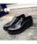 Men's black brogue patent leather slip on dress shoe 13