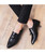 Men's black tassel crocodile pattern leather slip on dress shoe 04