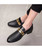 Men's black golden panel hollow leather slip on dress shoe 11