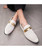 Men's white golden panel hollow leather slip on dress shoe 05