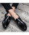 Men's black tassel on top leather slip on dress shoe 04