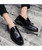 Men's black tassel on top leather slip on dress shoe 05