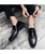 Men's black tassel on top leather slip on dress shoe 08