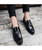 Men's black tassel on top leather slip on dress shoe 09