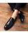 Men's black brogue croco patent slip on dress shoe with tassel 04