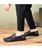 Men's black arrow thread pattern leather slip on shoe loafer 04