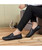 Men's black arrow thread pattern leather slip on shoe loafer 12