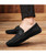 Men's black leather slip on shoe loafer with G buckle 03