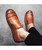 Men's brown retro leather slip on shoe loafer zip on side 02