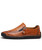 Men's brown retro leather slip on shoe loafer zip on side 13