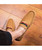 Men's brown color stripe leather slip on penny loafer 12