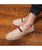 Men's khaki color stripe leather slip on penny loafer 05