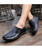 Men's black leather slip on shoe loafer lace on side 04